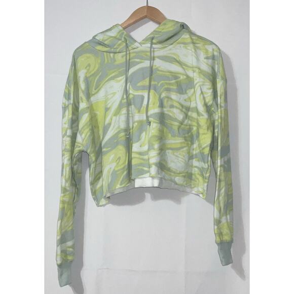 NWT Wild Fable Women’s Size XL Green Swirl Cropped Hoodie Sweatshirt - Picture 1 of 6